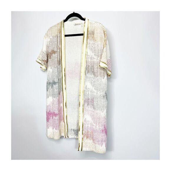 Soft Surroundings Rio Vista Cotton a short sleeve Upen Cardigan Size S M Boho - Picture 2 of 8